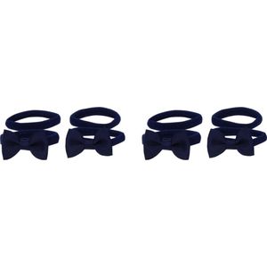 Jessidress Mini Haar Elastiekjes met kleine Haarstrikjes - Donker Blauw