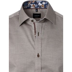 Venti Heren Overhemd Met Bloemenkraag Bruin Body Fit - XXL