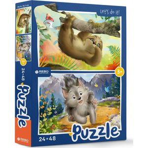 Puzzel Little Wolf And Sloth 24 en 48