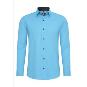 ItalianStyle - Heren Overhemd - Slim Fit Model - Turkis Blauw - Modaitalia
