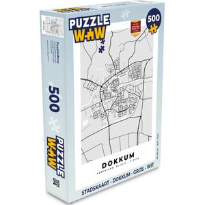 Puzzel Stadskaart - Dokkum - Grijs - Wit - Legpuzzel - Puzzel 500 stukjes - Plattegrond