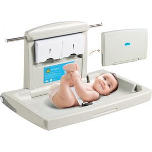 aankleedcombinatie wandcommode, afneembare aankleedtafel aankleedwagen, grijze aankleedtafel met aankleedkussen, veiligheidsgordel, ruimtebesparend en stabiel, aankleedrek 20 kg draagvermogen baby