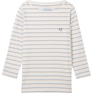 TOM TAILOR T-shirt boat neck stripe Dames T-shirt - Maat L