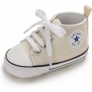 Stoere Baby Schoenen - Babysneakers van Baby-Slofje - Creme maat 17 ( 11 cm)