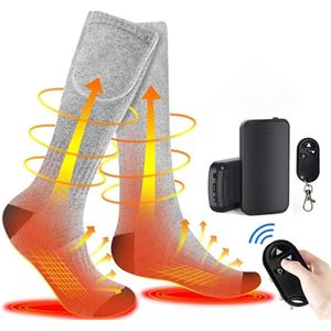 Zeynomax - Elektrisch Verwarmde Sokken met Afstandsbediening voor Outdoor Activiteiten - Thermische Wandelen Sport Fietsen - USB Oplaadbaar - Warmte Geïsoleerd - 3 Temperatuurstanden - Mannen