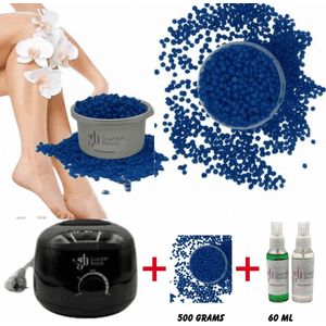 Guardian Beauty Wax Warmer SET - Ontharingset - Zwart - 500g resh Linen Scent Harde Wasbonen - 60ml Pre en Na Wax Spray - Met Gratis 20 stuks Spatels