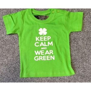 Baby shirt met opdruk ''keep calm and wear green'' maat 80