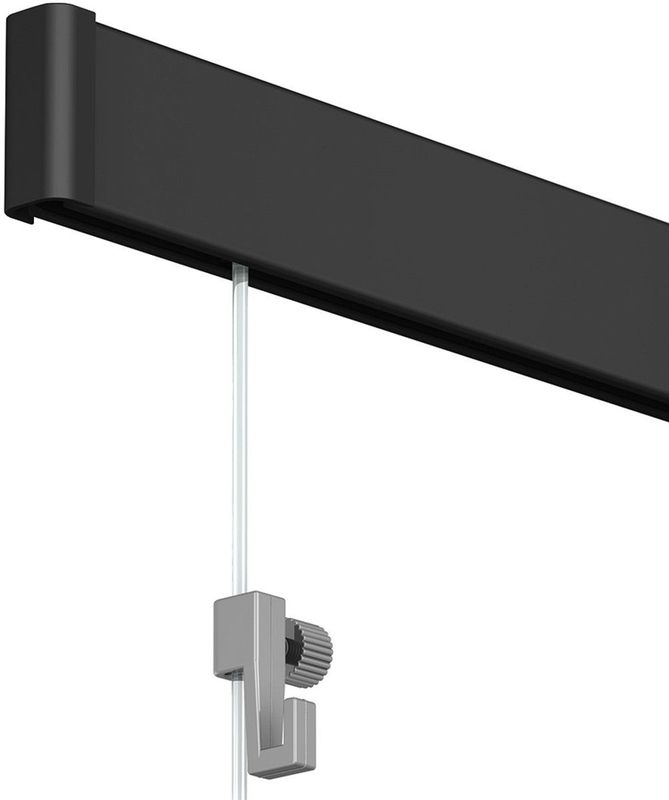 Artiteq - Click Rail - Schilderij Ophangsysteem - Zwart - 200 cm - Complete Set - 30 kg/m Draagkracht