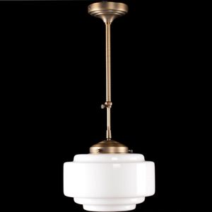 Art deco hanglamp Cambridge | Ø 25cm | opaal wit glas / brons | pendel kort verstelbaar | woonkamer / eettafel | gispen / retro / jaren 30