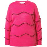 Angel of Style Angel of Style - Dames - Trui straight fit golfmotief - Hibiscusrood - Maat 42+