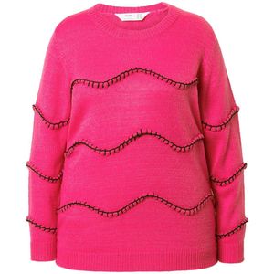 Angel of Style Angel of Style - Dames - Trui straight fit golfmotief - Hibiscusrood - Maat 42+