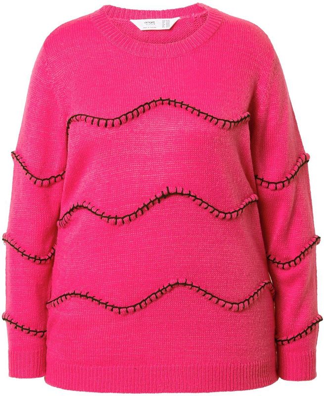 Angel of Style Angel of Style - Dames - Trui straight fit golfmotief - Hibiscusrood - Maat 42+