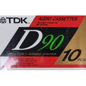 Doos met 10 stuks TDK D90 Cassettebandjes 1991 Vintage sealed