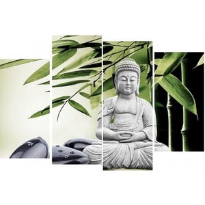 Diamond Painting Pakket - 4 Losse Delen - Boeddha - 120x90 cm - Complete Set - Volledige Bedekking - Ronde Steentjes