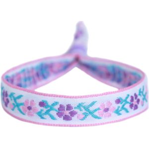 Geweven armbandje pink flower