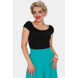 Voodoo Vixen - Gathered Neckline Knit Top - M - Zwart