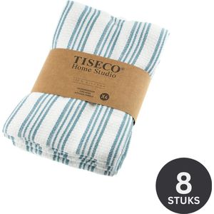 Tiseco Home Studio - Keukenhanddoek BASKET WEAVE - SET/8 - 100% katoen - met ophanglus - ultra-absorberend - sneldrogend- duurzaam materiaal - 50x70 cm - Blauw