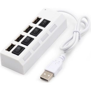 USB hub met 4 poorten en aan/uit schakelaars - USB2.0 - busgevoed / wit - 0,40 meter