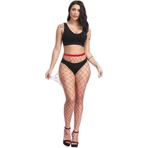 Elastische netpanty voor dames met hoge taille, aantrekkelijke kousenband en comfortabele pasvorm