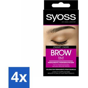 SYOSS - Brow Tint Zwart - Wenkbrauwverf - Langdurige Kleur - Tot 10 Toepassingen - Voordeelverpakking - 4 stuks