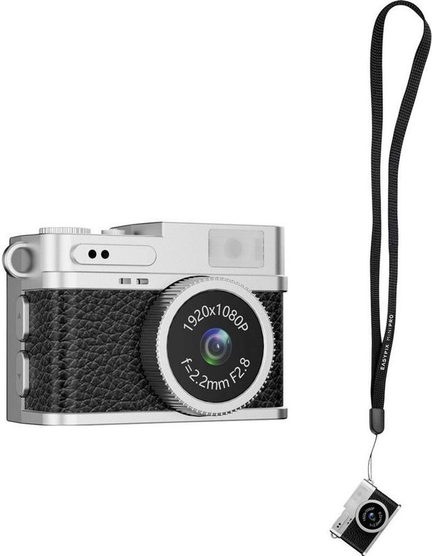 Easypix MiniPro XS1 Digitale camera 2 Mpix Zwart, Zilver Full-HD video-opname, Met ingebouwde flitser, Geïntegreerde ac