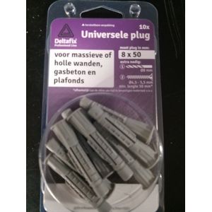 Deltafix universeelplug met kraag grijs 8 x 50 mm 10 st.