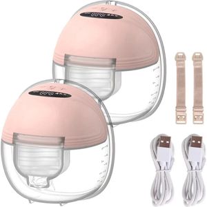 Borstkolf - Elektrische Borstkolf - Handsfree Borstkolf - 2 Stuks - Bpa-Vrij - Inhoud 2 x 180 ML - Draagbaar - Oplaadbaar - Roze