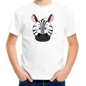 Cartoon zebra t-shirt wit voor jongens en meisjes - Kinderkleding / dieren t-shirts kinderen 134/140