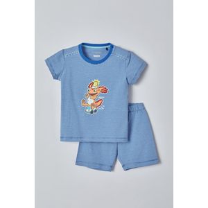 Woody - Unisex Pyjama - wit-blauw gestreept - axolotl - 221-3-PZA-Z/980 - 6m