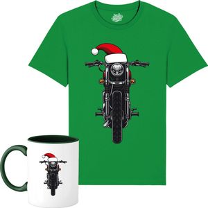 Kerstmuts Motor - Foute kersttrui kerstcadeau - Dames / Heren / Unisex Kleding - Grappige Kerst Outfit - T-Shirt met mok - Unisex - Kelly Groen - Maat XL