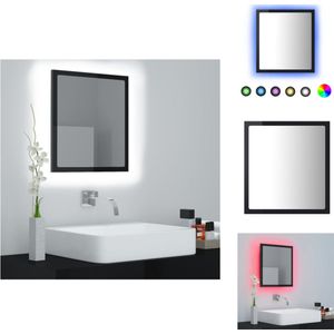 vidaXL Wandspiegel - LED-spiegel - Bewerkt hout en acryl - 40 x 8.5 x 37 cm - RGB-licht - Badkamerkast