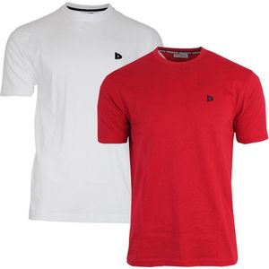 Donnay T-shirt - 2 Pack - Sportshirt - Heren - Maat 3XL - Wit & Berry red