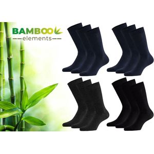 Bamboo Elements - Bamboe Sokken Heren - 12 Paar -Navy Assorti - 35 38 - Lange Sokken - Kousen Heren Sokken - Anti Zweet - Duurzaam