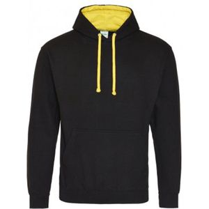 Awdis Varsity Hooded Sweatshirt / Hoodie (Straal Zwart / Zonnegeel)