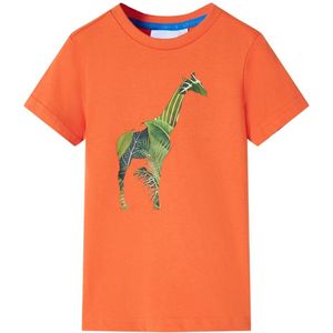 Kindershirt - Feloranje - T-shirt - Korte Mouwen - Giraf Afbeelding