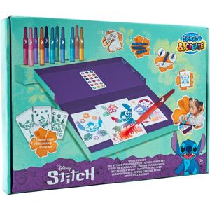 Stitch - Spray Pen Set - Disney Kleurstiften voor Kinderen - Tekenset met Gekleurde Pennen en Tekensjablonen