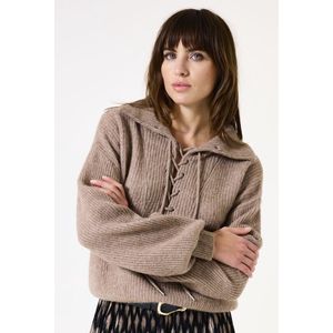 GARCIA Dames Effen Trui Bruin Lange mouw