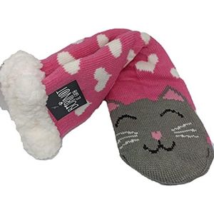 Thermal Non-Slip Cat Design Socks - Thick Winter House Socks Size 35-40 Pink