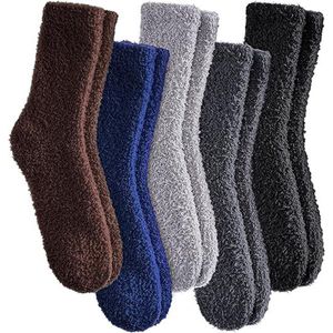 5-pack pluchen pantoffels en sokken, zachte, comfortabele, warme, dikke fleece sokken tot halverwege de kuit voor de winter.