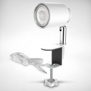 Klemlamp - Tafellamp met 5W GU10 lamp - Leeslamp - Wit 146 cm - Dimbaar