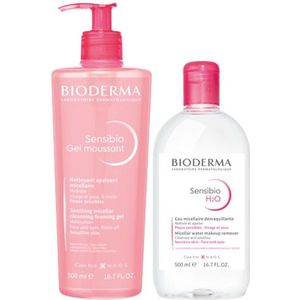 Bioderma Sensibio H2o Sensitive Skin Cleanser 500ml  Bioderma Sensibio Cleansing Gel 500ml Set 2 Pieces