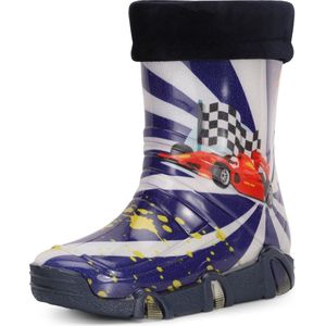 Ladeheid Kinder Regenlaarzen - Rubber - Hoog - PVC – Waterdicht - LA-ZT-Szuwarek2020 - Donkerblauwe auto 36 - 21/22