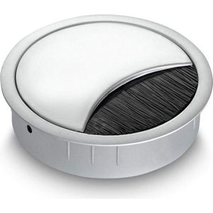 Kabeldoos roestvrij staal chroom mat 80 mm - meerdere kabels - borstelafdichting - afneembaar deksel - hoogte 21 mm kabeldoos