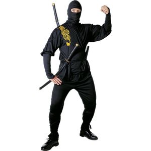 Widmann - Ninja & Samurai Kostuum - Ninja Golden Dragon Bruce Lee Kostuum Man - Zwart - Small - Carnavalskleding - Verkleedkleding