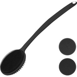 Body scrubber voor douche met lange steel - dubbelzijdige douche borstel voor exfoliëren en massage - rijk schuim - lange steel rug scrubber voor mannen