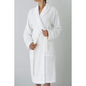 Badjas - De Linde Home - Unisex Badjas - 100% Katoen Badjas - L/XL - Wit - Ochtendjas - Maat L/XL - Sjaalkraag - Badjas dames - Badjas heren - Badjas dames en heren