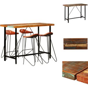 vidaXL Barset - Barsets - Bar Set - Bar Sets - 5-delige Barset massief gerecycled hout en echt leer