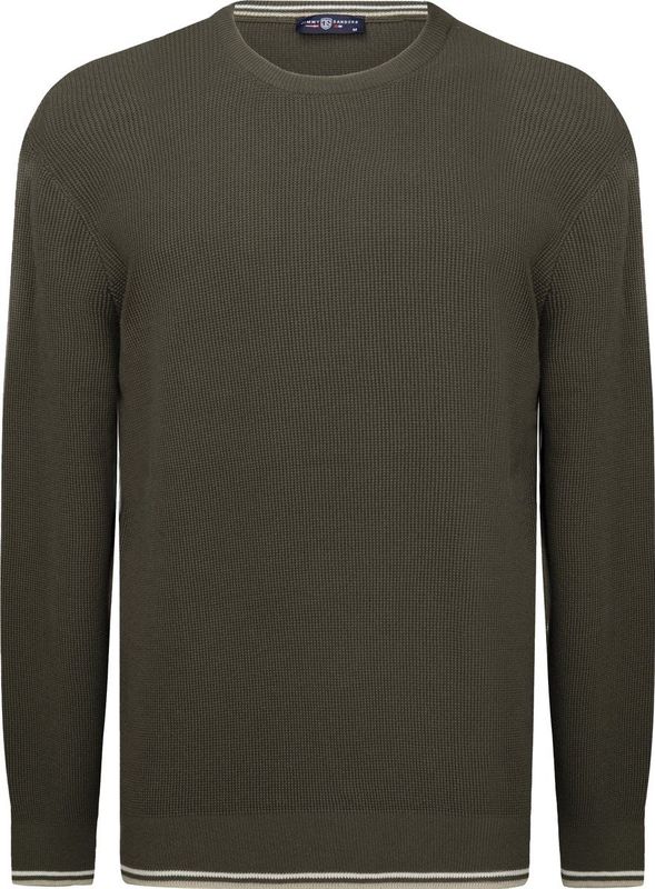 Jimmy Sanders - Trui - Khaki - 100% Katoen - Ronde Hals Heren