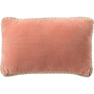 Dutch Decor MANOE - Kussenhoes 30x50 cm - effen kleur - met rand van jute - Muted Clay - roze - met rits