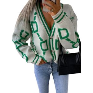 Livano Cardigan Dames - Vest - Knopen - Warm - Gebreid Vest - Wit - M